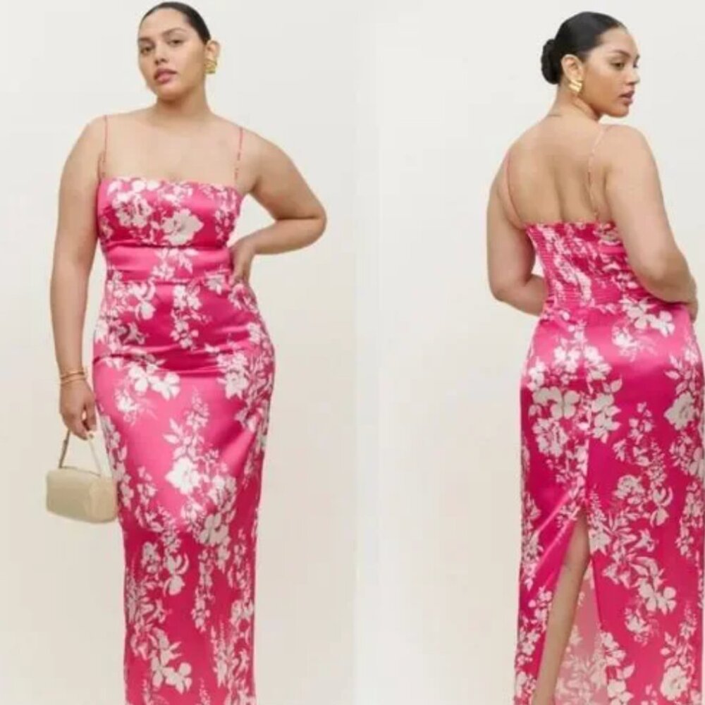 Reformation Frankie Floral Silk Dress